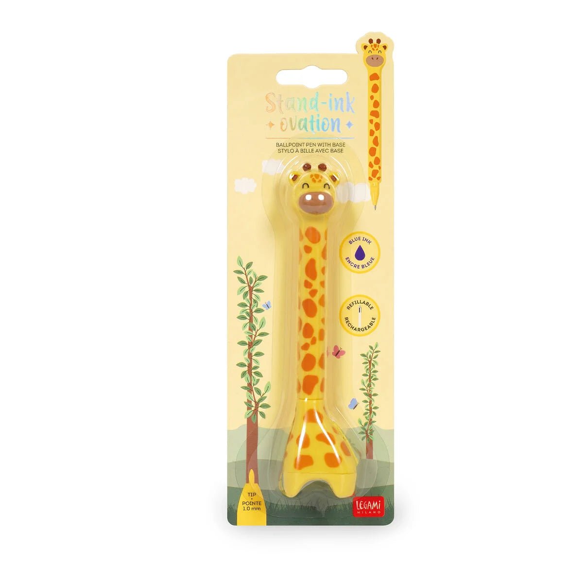 Stand - Ink Ovation - Kugelschreiber mit Standfuß Giraffe Legami - malmichbuntbest.com