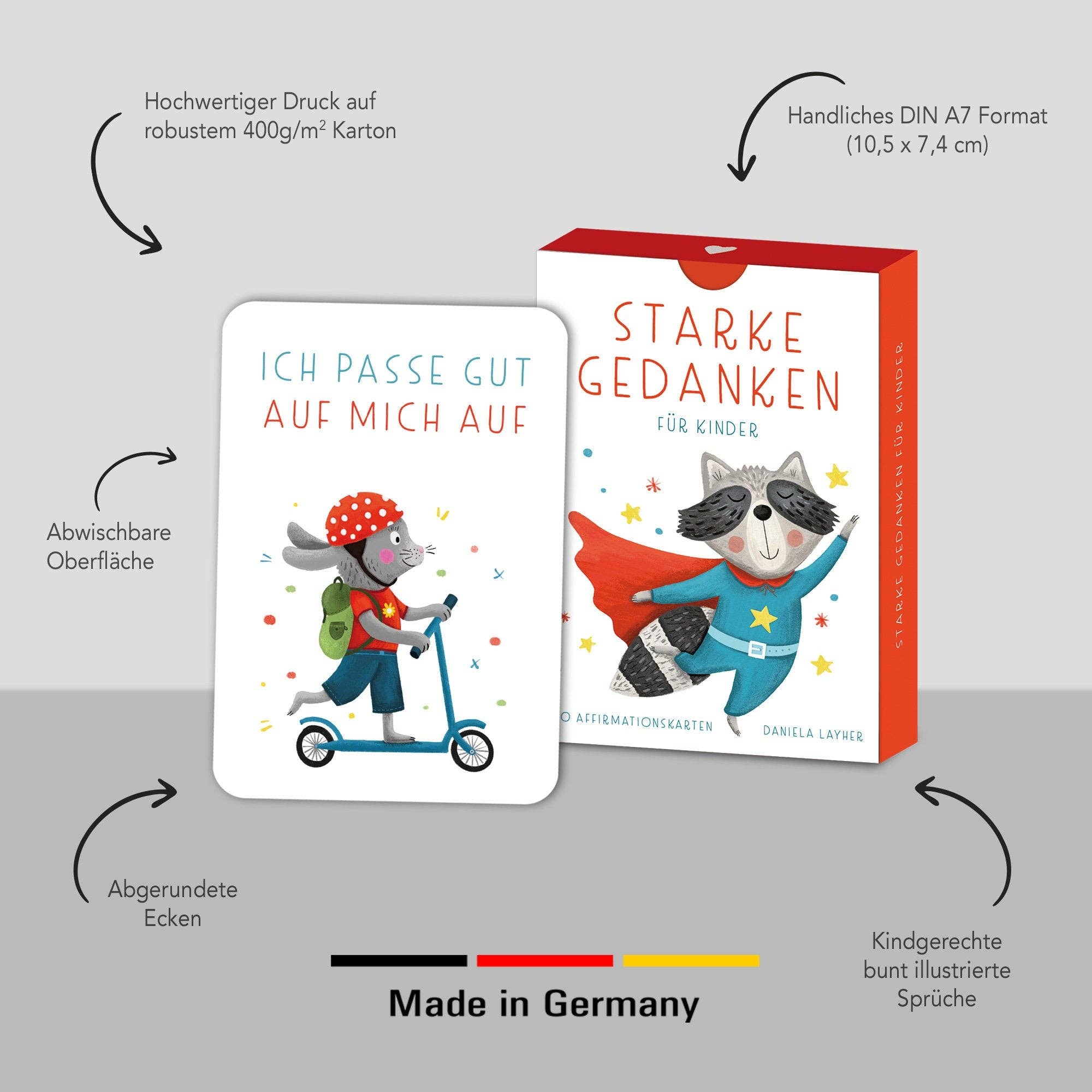 Starke Gedanken – Affirmationskarten für Kinder Rüsselfuchs - malmichbuntbest.com