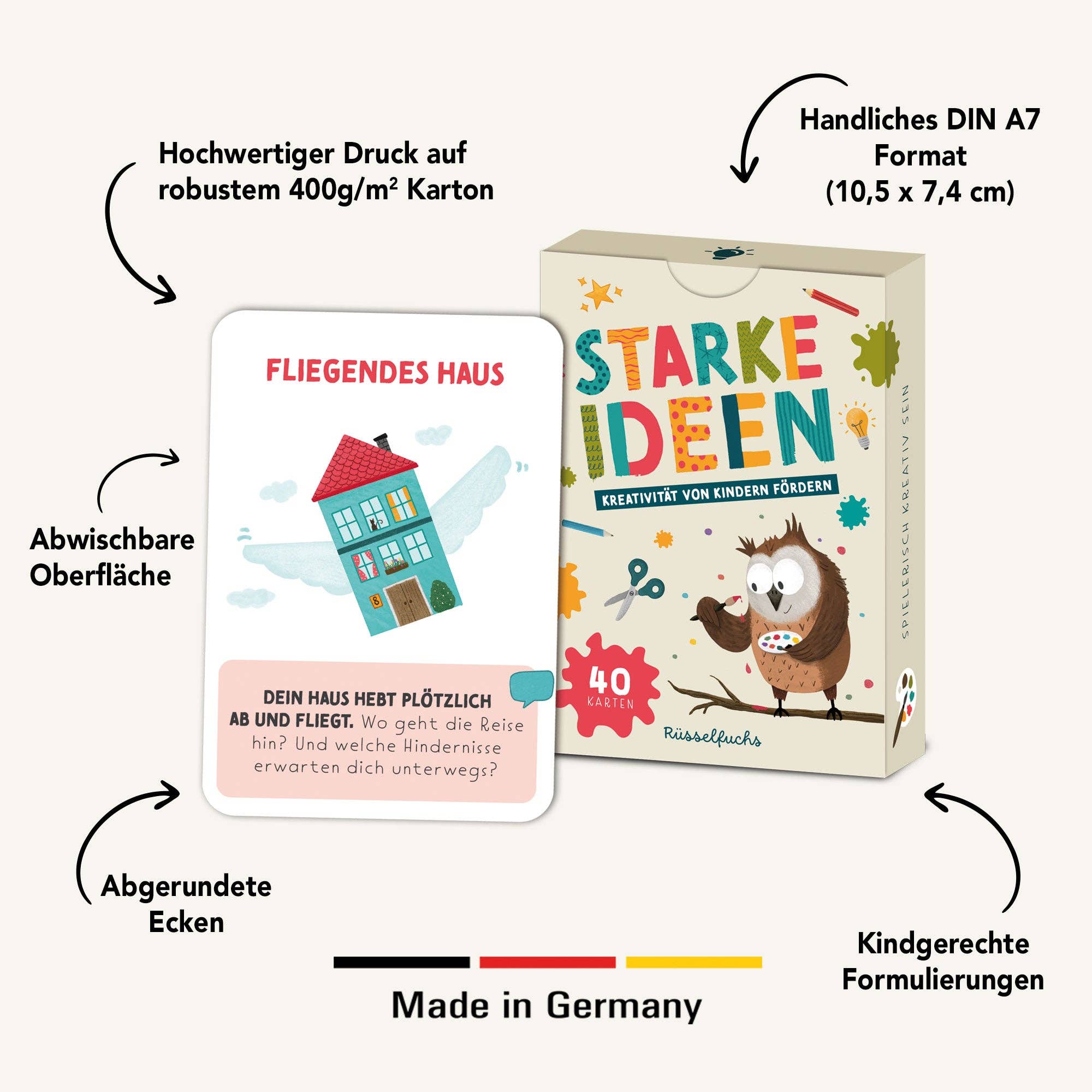 Starke Ideen – Kreativitätskarten für Kinder Rüsselfuchs - malmichbuntbest.com