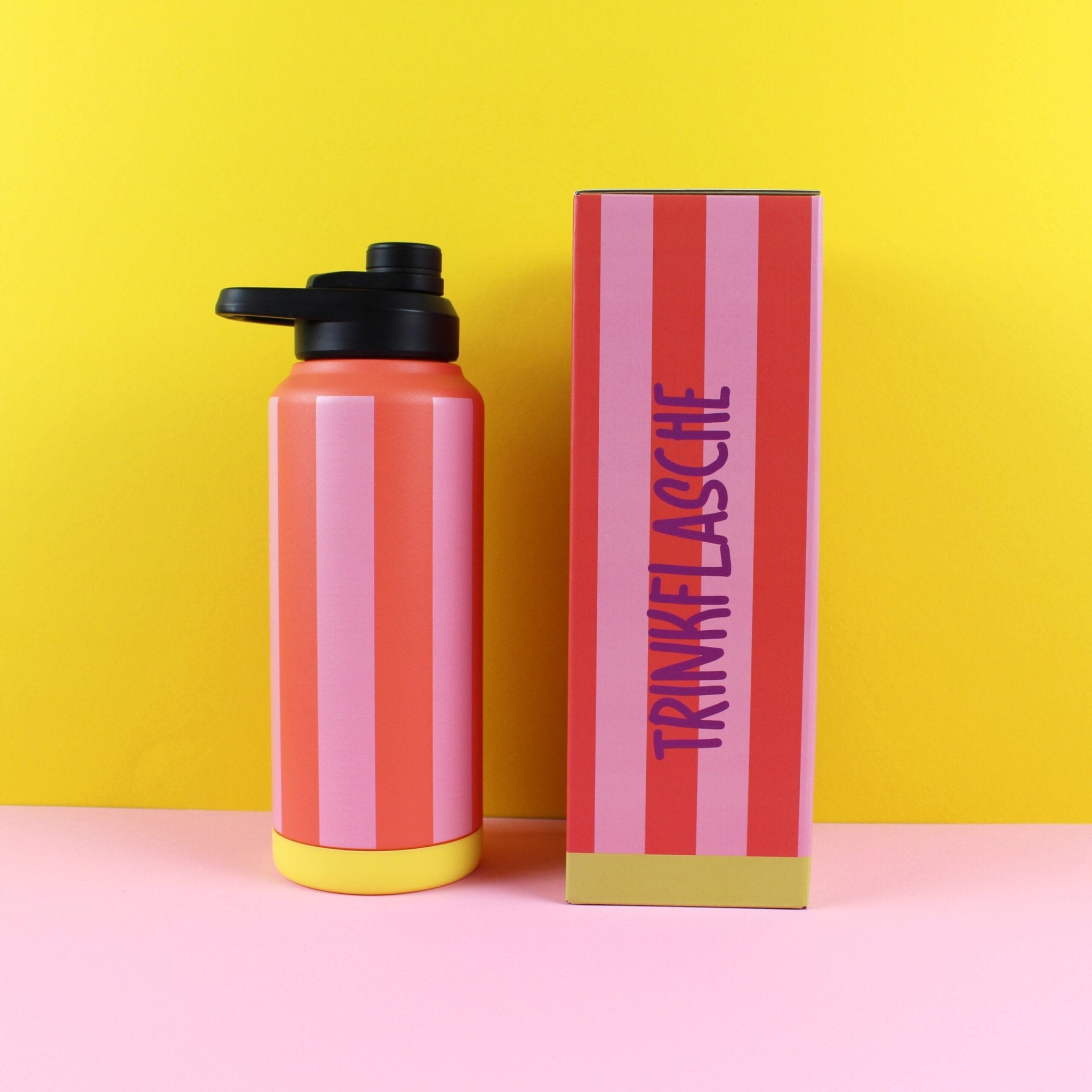 Trinkflasche Stripes, feuerrot/rosa/gelb, 1000ml Ava & Yves - malmichbuntbest.com