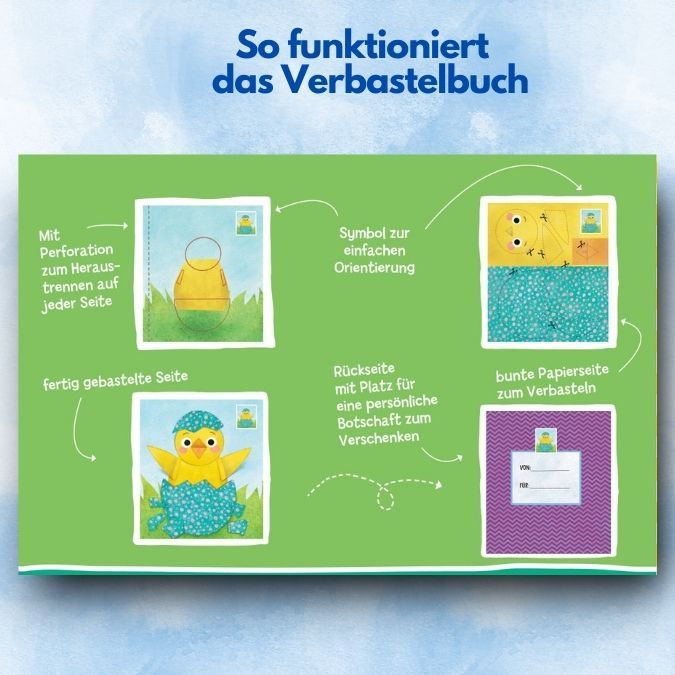 Verbastelbuch für die Allerkleinsten: Schneiden und Kleben - Frohe Ostern TOPP Verlag - malmichbuntbest.com