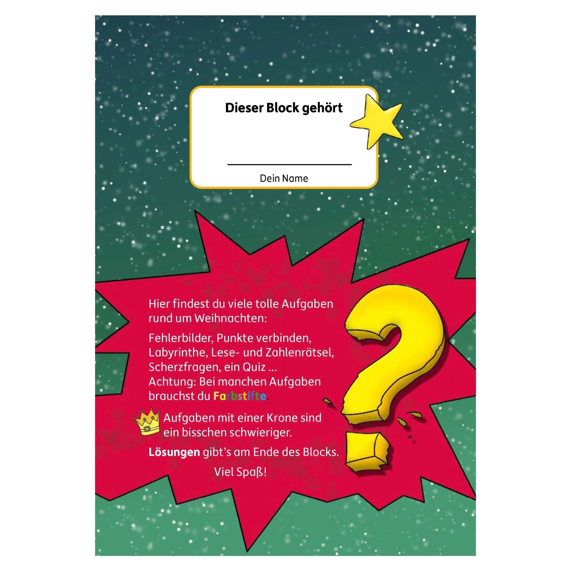 Weihnachtsrätsel ab 8 Jahre - Rätselblock Nr. 372 Hauschka Verlag - malmichbuntbest.com