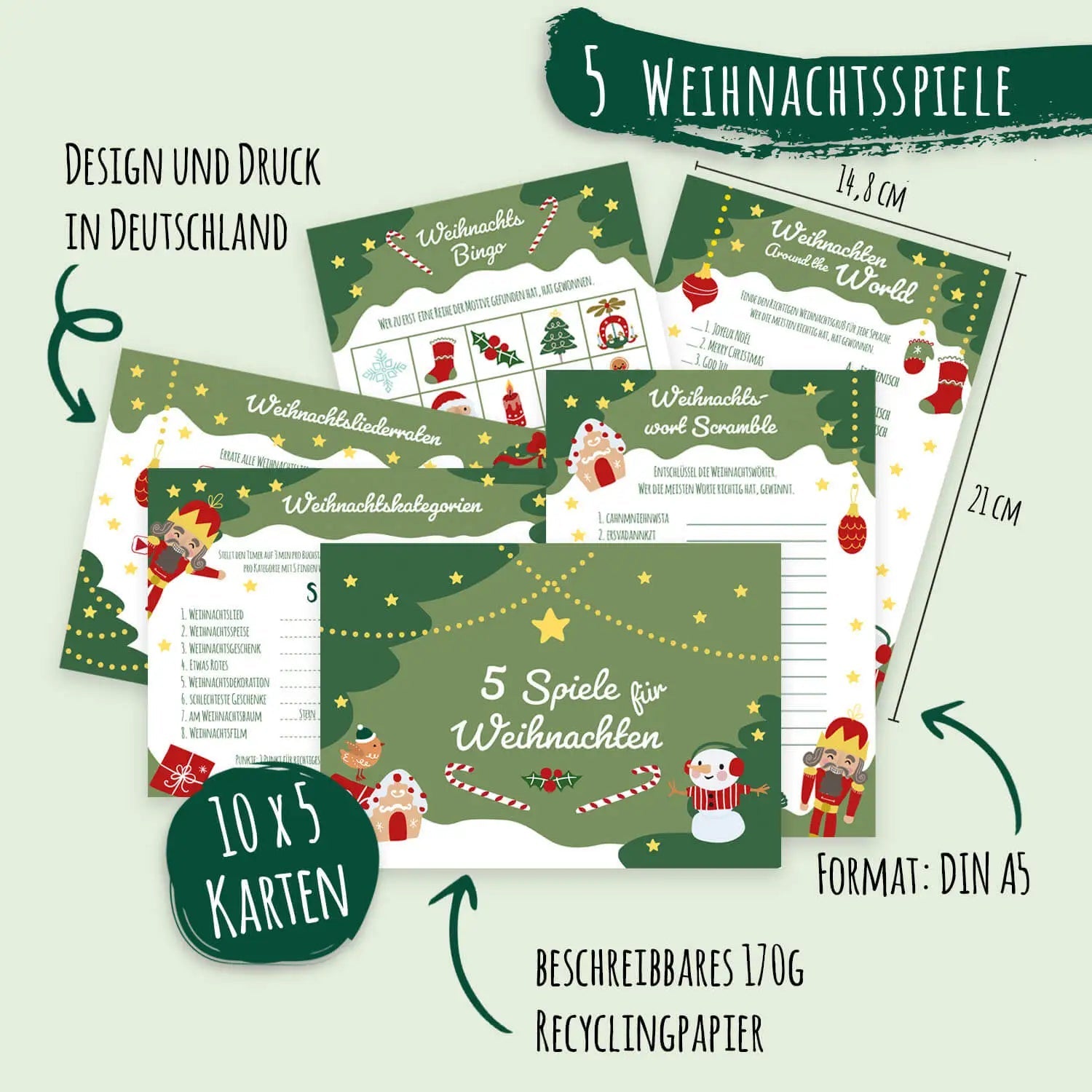 Weihnachtsspiele - Set Tannengrün Jeka - malmichbuntbest.com