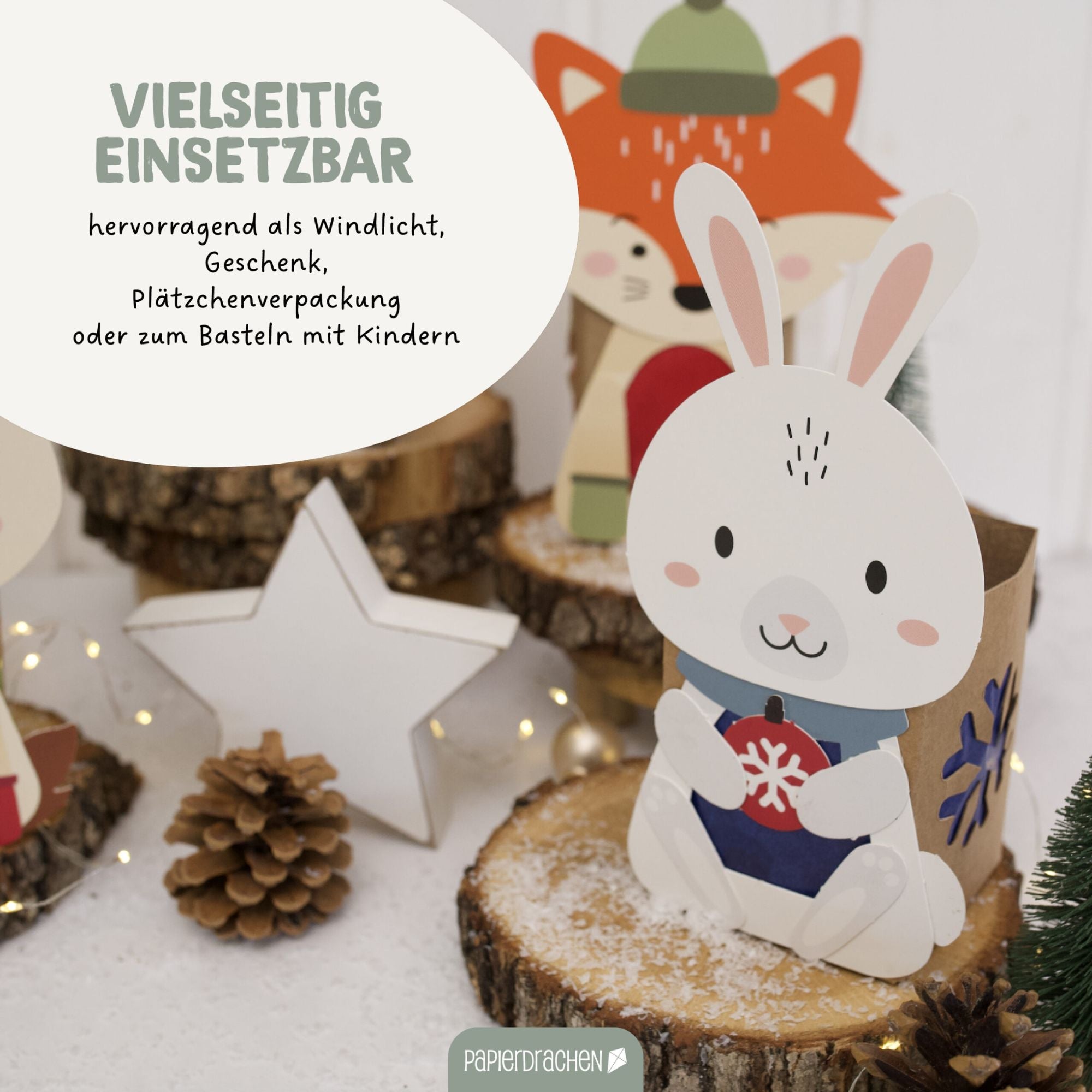Windlichter Wintertiere Papierdrachen - malmichbuntbest.com