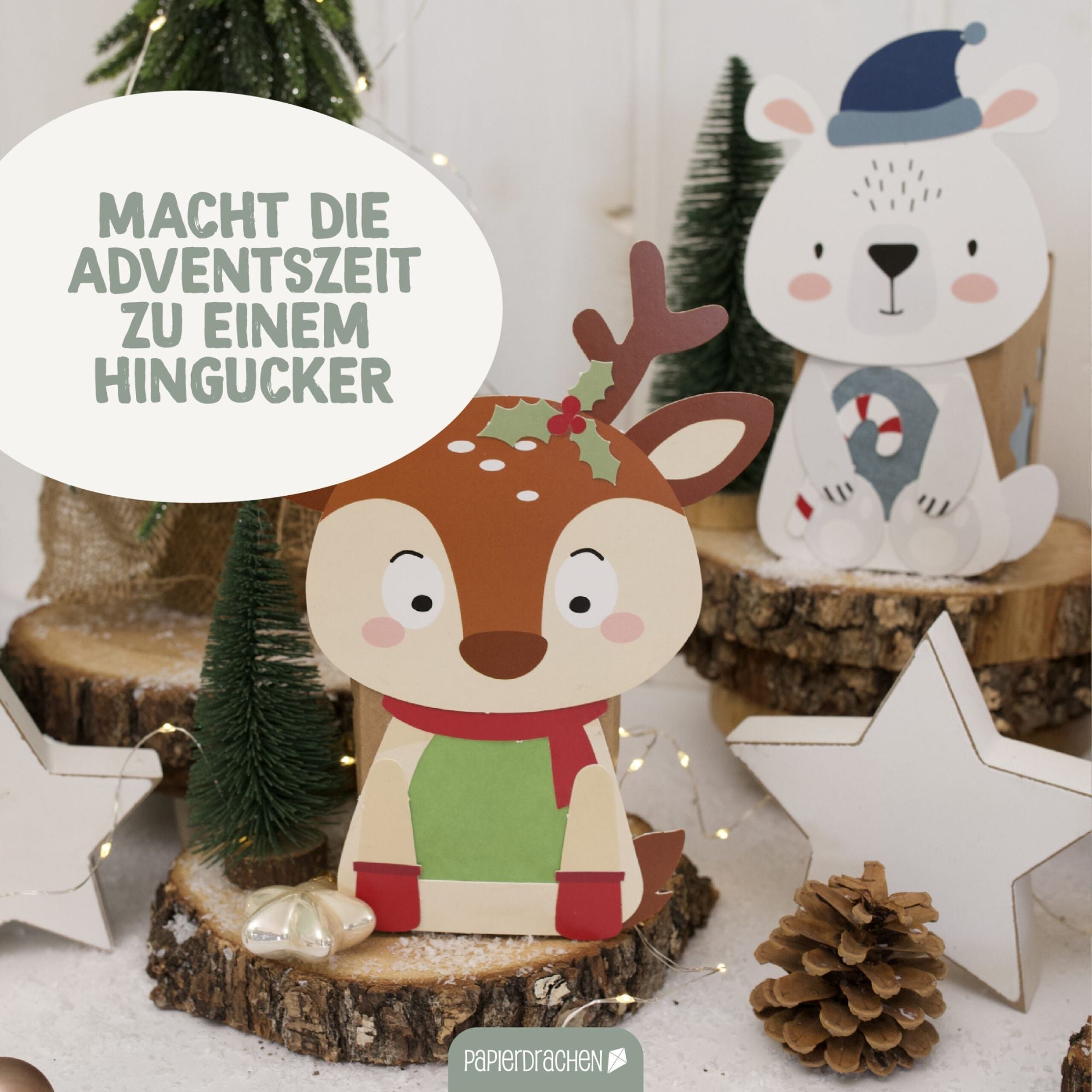 Windlichter Wintertiere Papierdrachen - malmichbuntbest.com