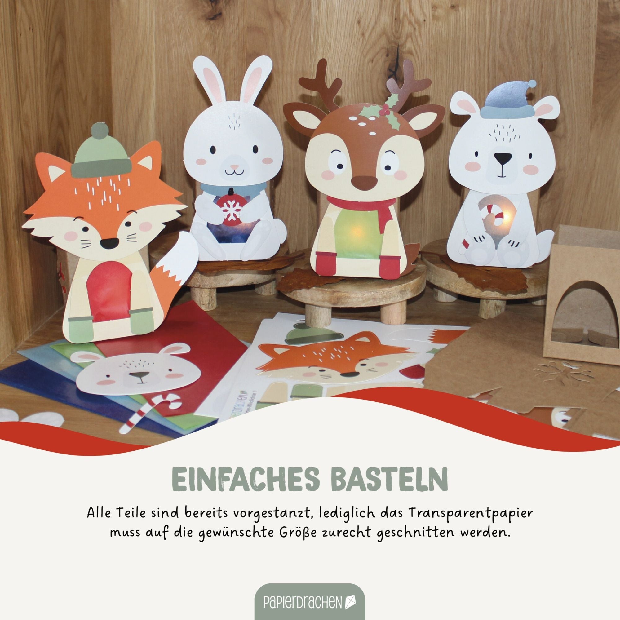 Windlichter Wintertiere Papierdrachen - malmichbuntbest.com