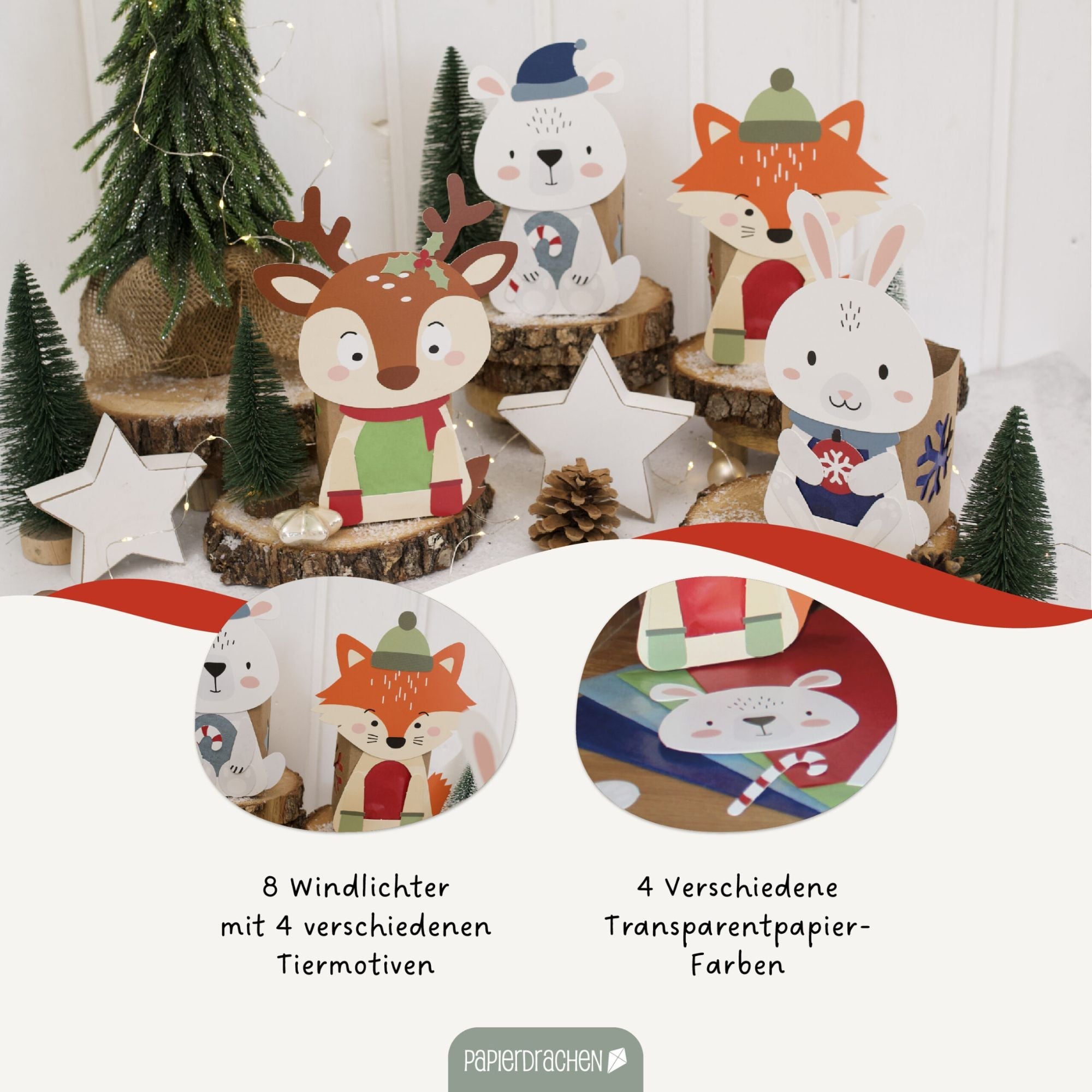 Windlichter Wintertiere Papierdrachen - malmichbuntbest.com