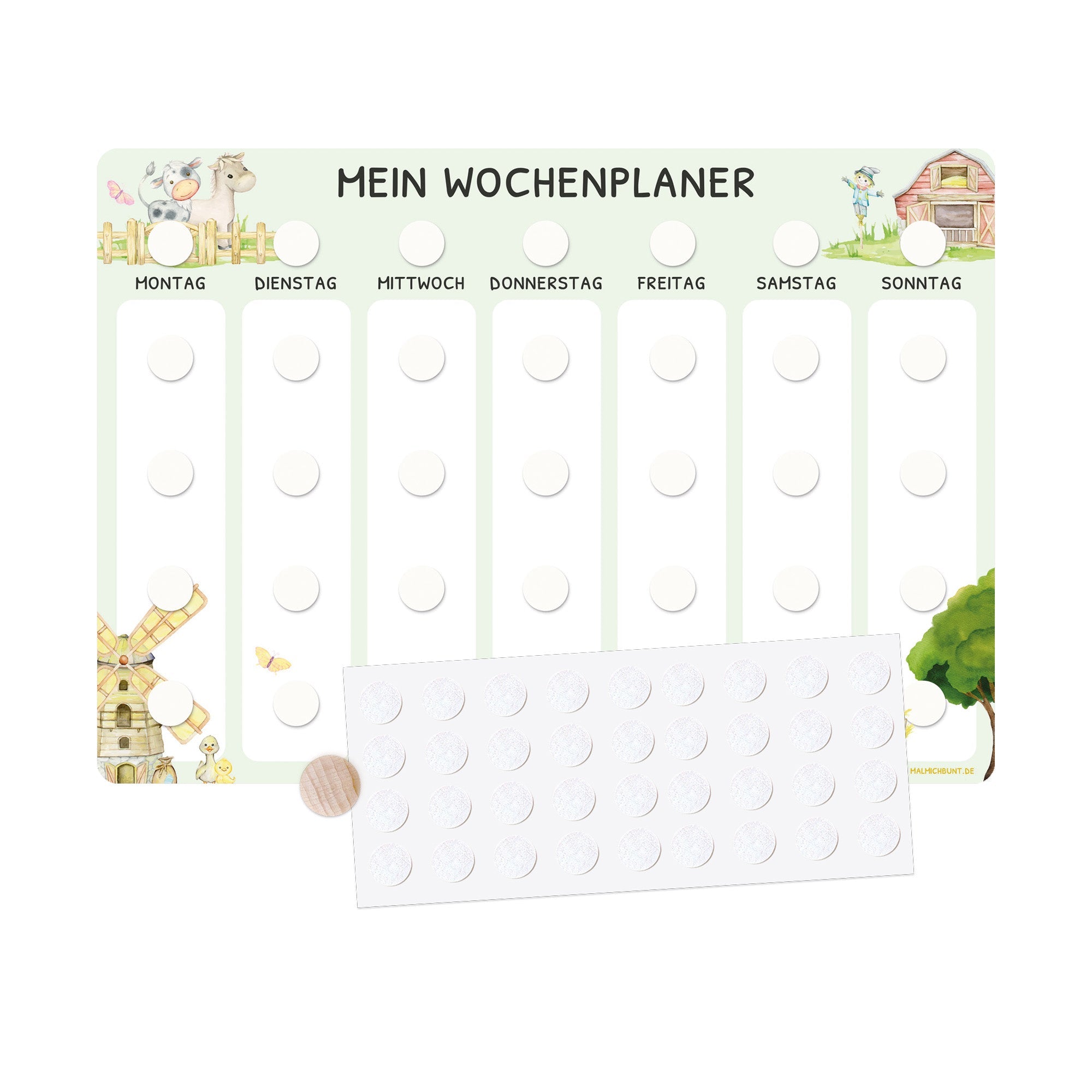 Wochenplaner Kinder Einzeln ohne Kärtchen - Motiv Bauernhof Jeka - malmichbuntbest.com
