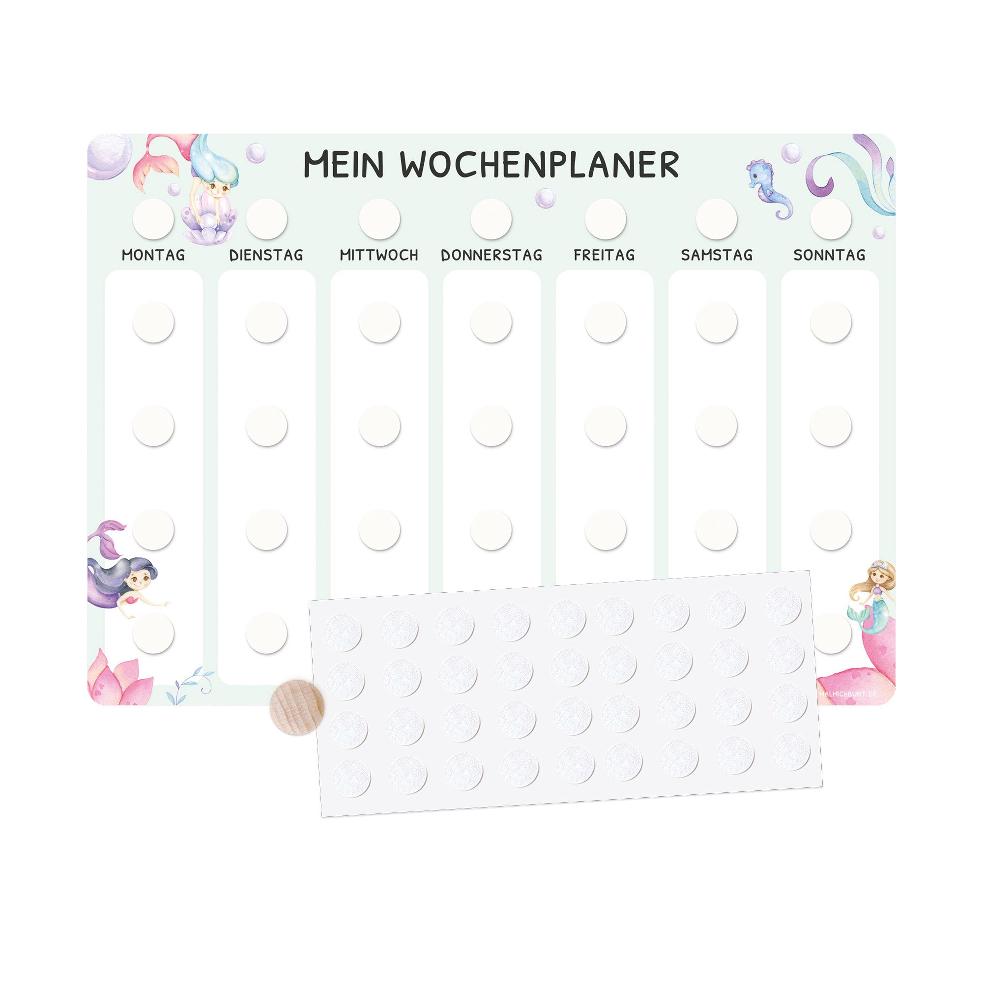 Wochenplaner Kinder Einzeln ohne Kärtchen - Motiv Meerjungfrau Jeka - malmichbuntbest.com