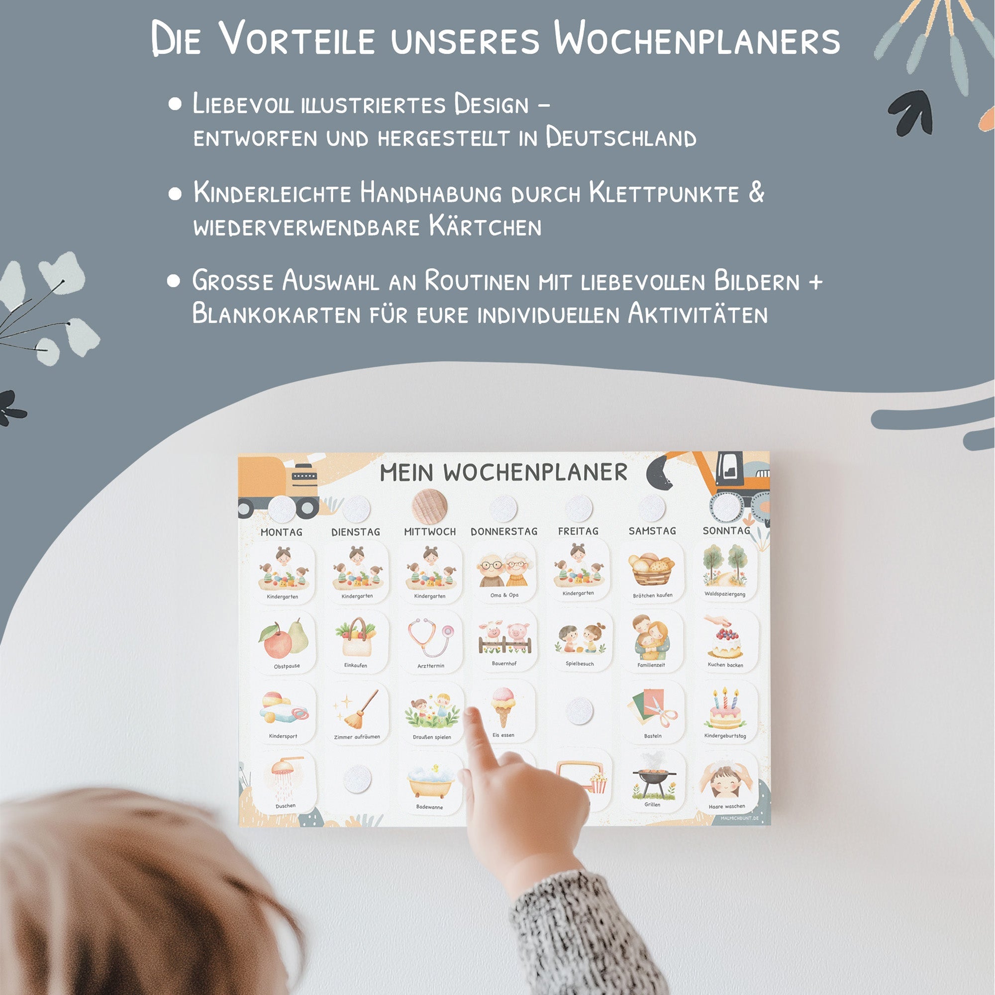 Wochenplaner Kinder - Motiv Bagger Jeka - malmichbuntbest.com