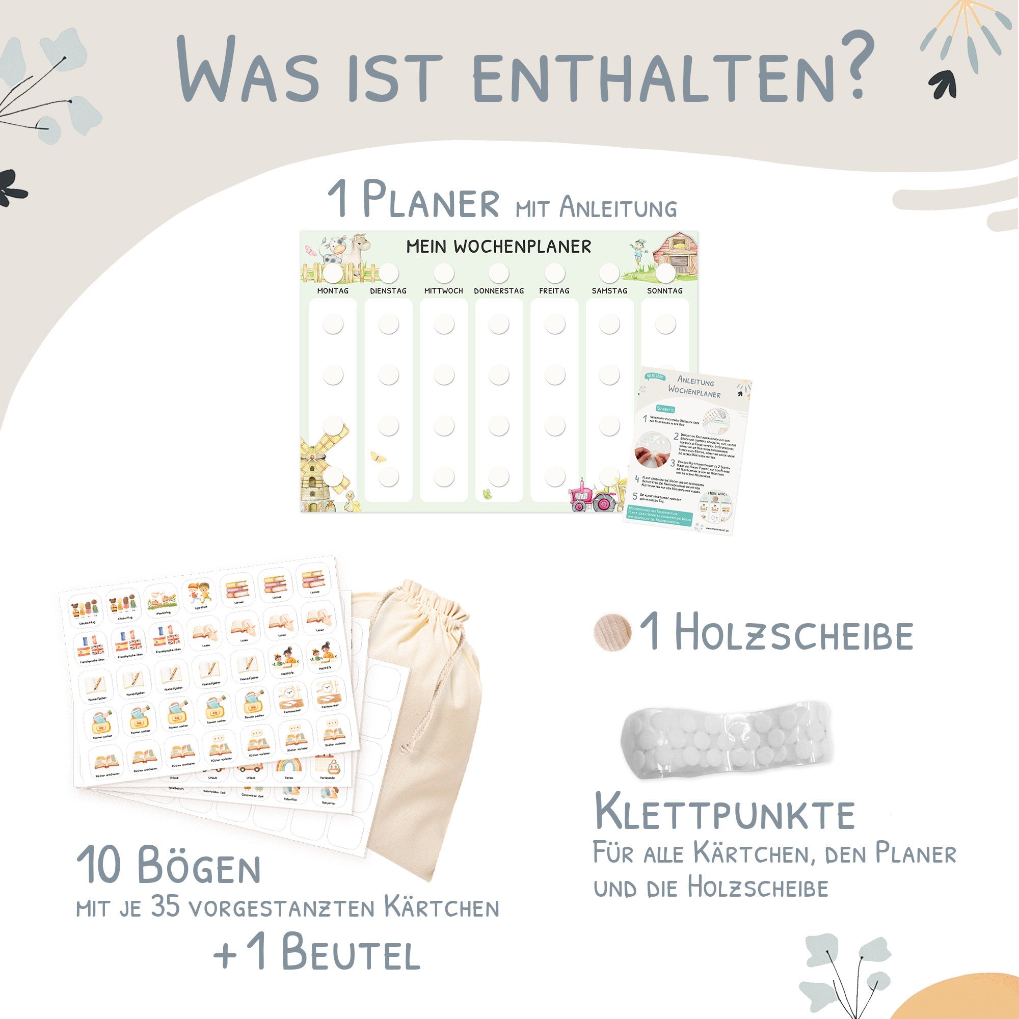 Wochenplaner Kinder - Motiv Bauernhof Jeka - malmichbuntbest.com