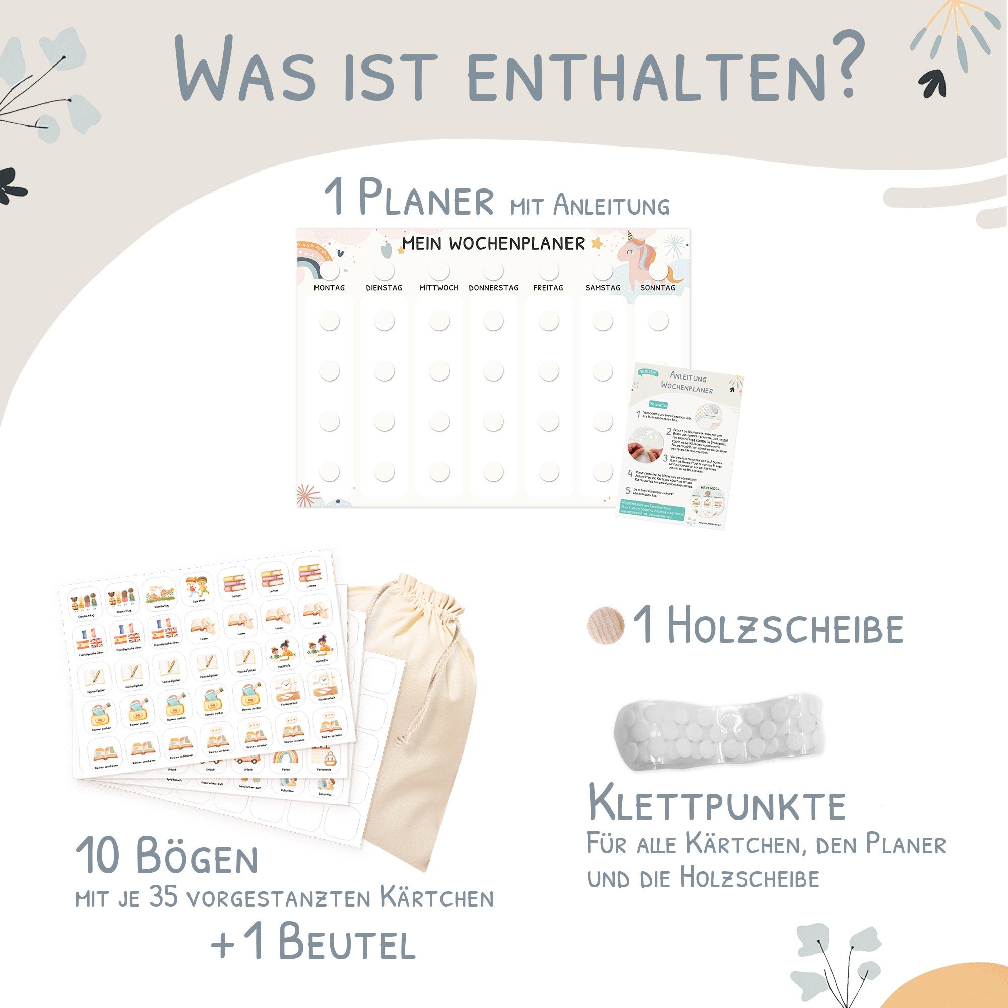 Wochenplaner Kinder - Motiv Einhorn Jeka - malmichbuntbest.com