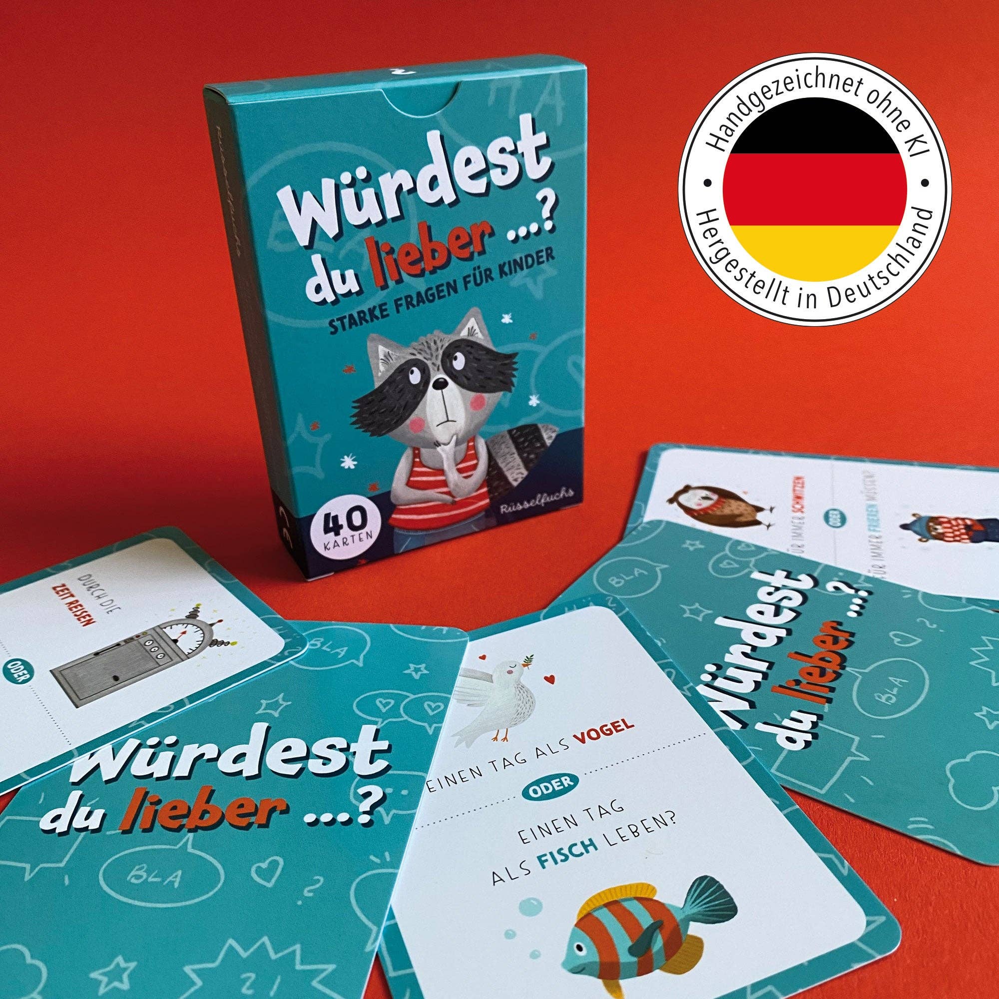 Würdest du lieber …? – Kartenspiel für Kinder Rüsselfuchs - malmichbuntbest.com