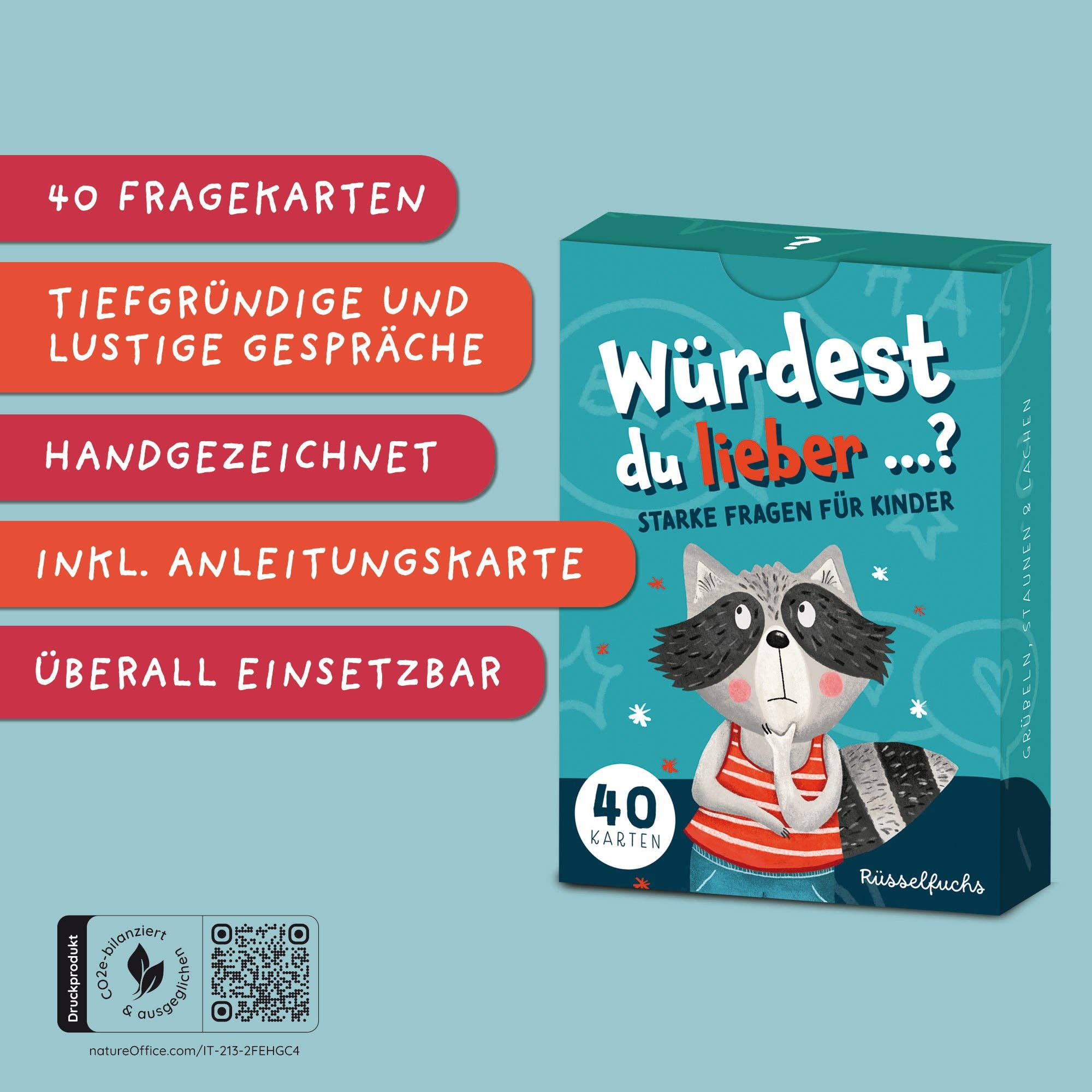 Würdest du lieber …? – Kartenspiel für Kinder Rüsselfuchs - malmichbuntbest.com